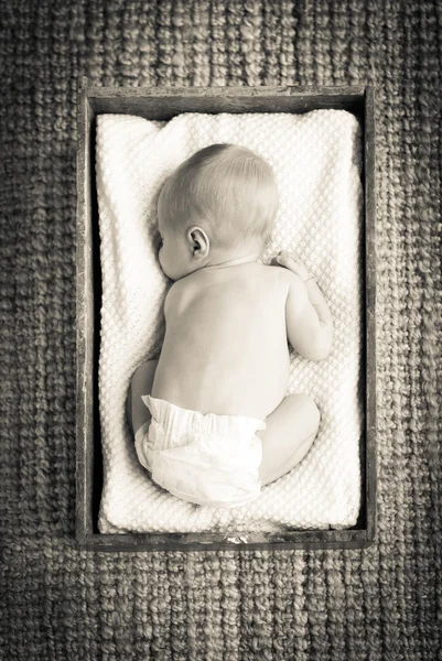 Newborn Baby In Crate Filtered — Stock Photo, Image