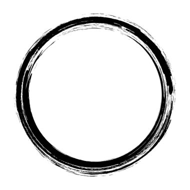 Grunge el siyah boya fırçası çemberi çizdi. Eğri fırça darbesi vektör çizimi