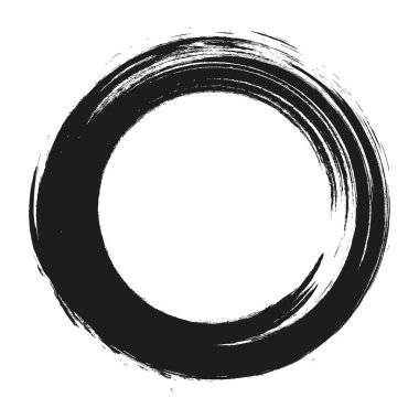 Grunge el siyah boya fırçası çemberi çizdi. Eğri fırça darbesi vektör çizimi
