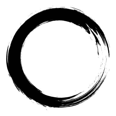 Grunge el siyah boya fırçası çemberi çizdi. Eğri fırça darbesi vektör çizimi