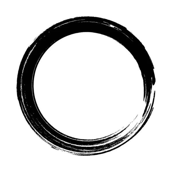 Grungeova Ruka Nakreslila Černý Kruh Štětce Obrázek Vektoru Zakřiveného Tahu — Stockový vektor