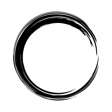 Beyaz arka plan üzerinde boya fırça darbeleri daireler vektör. Mürekkep el boya fırça daire çizilmiş. Logo, etiket tasarım öğesi vektör çizim. Siyah soyut grunge daire. Çerçeve.