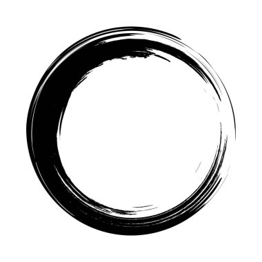Beyaz arka plan üzerinde boya fırça darbeleri daireler vektör. Mürekkep el boya fırça daire çizilmiş. Logo, etiket tasarım öğesi vektör çizim. Siyah soyut grunge daire. Çerçeve.