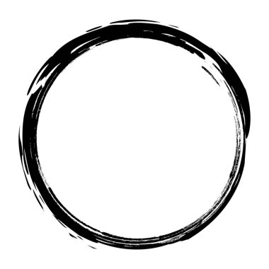 Beyaz arka plan üzerinde boya fırça darbeleri daireler vektör. Mürekkep el boya fırça daire çizilmiş. Logo, etiket tasarım öğesi vektör çizim. Siyah soyut grunge daire. Çerçeve.