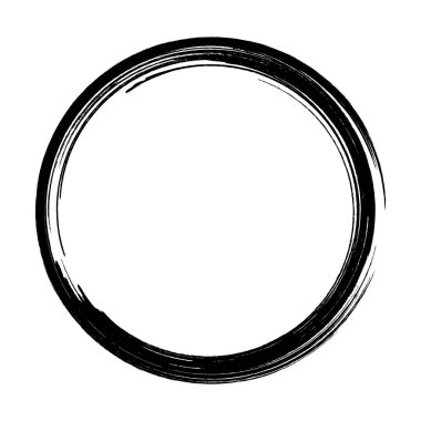 Beyaz arka plan üzerinde boya fırça darbeleri daireler vektör. Mürekkep el boya fırça daire çizilmiş. Logo, etiket tasarım öğesi vektör çizim. Siyah soyut grunge daire. Çerçeve.