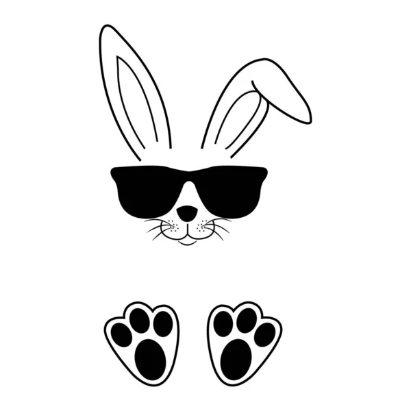 Kanin Med Svarta Glasögon Isolerad Vit Bakgrund — Stock vektor