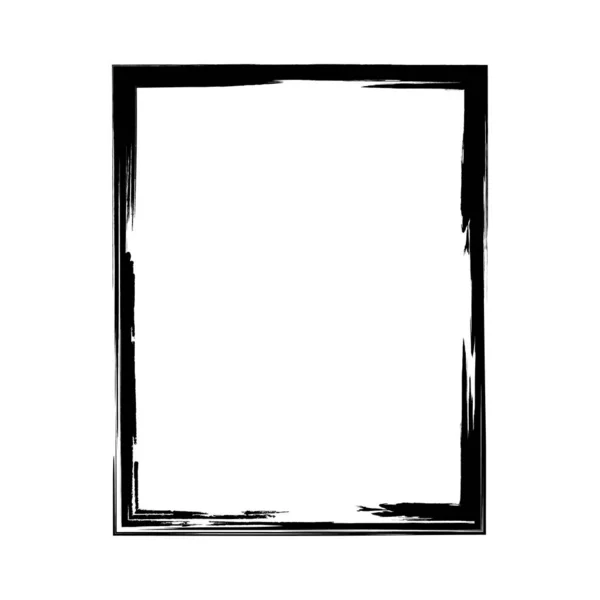 白い背景にベクトルブラシストロークの正方形 水墨画筆角 ラベルデザイン要素ベクトルイラスト 黒の抽象的なグランジの広場 フレーム — ストックベクタ