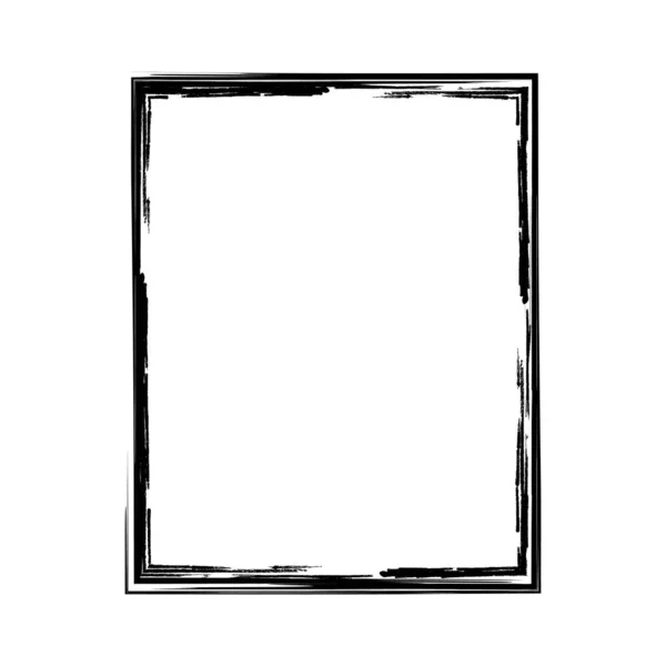 白い背景にベクトルブラシストロークの正方形 水墨画筆角 ラベルデザイン要素ベクトルイラスト 黒の抽象的なグランジの広場 フレーム — ストックベクタ