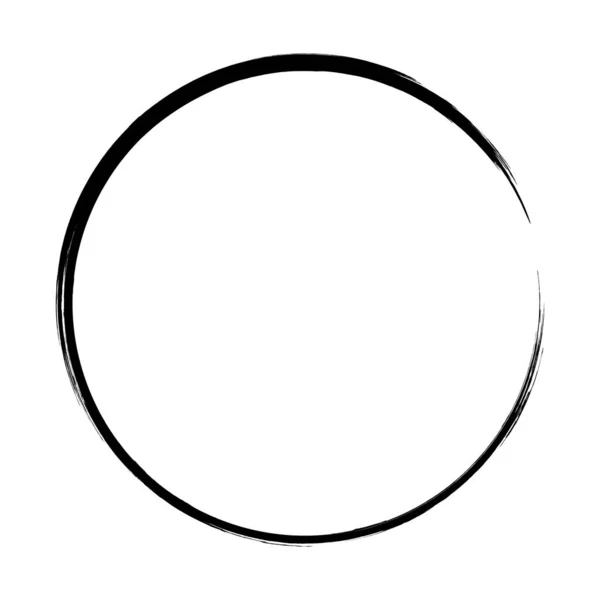 白い背景のペイントのブラシ ストローク円をベクトルします インクの手には ペイント ブラシの円が描画されます デザイン要素ベクトル イラスト 黒の抽象的なグランジ円 フレーム — ストックベクタ