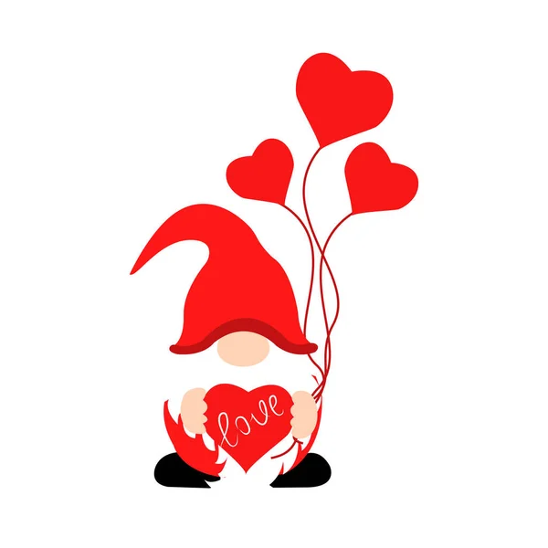 발렌타인 데이를 위한 하트 모양 의 Vector 삽화가 있는 귀여운 발렌타인 그 노메. 발렌타인놈, 어떤 목적으로 든 위대 한 디자인이지. — 스톡 벡터