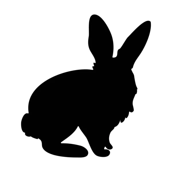 Silhueta preta de coelhinho. Sílhueta de coelho em vetor. Coelhinho da Páscoa. Pode ser usado como um estêncil ou modelo para decorações festivas, cartões postais, vitrines, logotipos. — Vetor de Stock