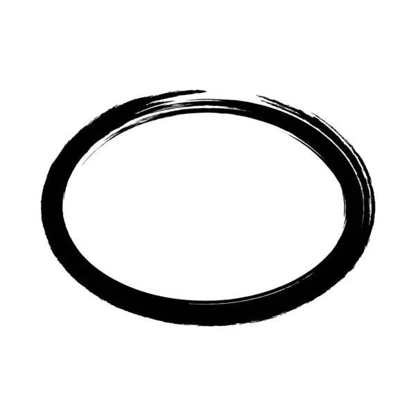 Grunge rund form med penseldrag oval — Stock vektor