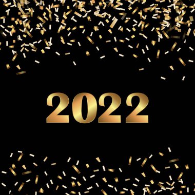 Mutlu yıllar! Zarif altın arka plan metni. Minimalist metin. Altın tozu. Tebrik kartı, afiş, poster. Görüntü vektörü.