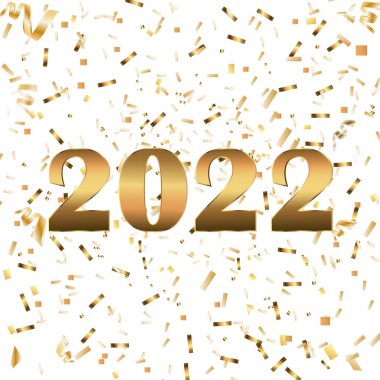 Mutlu yıllar! Zarif altın arka plan metni. Minimalist metin. Altın tozu. Tebrik kartı, afiş, poster. Görüntü vektörü.