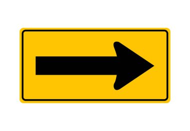 Yön tabelası. Ok hareketin yönünü gösteriyor. Yol kesişimlerinde, kavşaklarda ve diğer bölümlerde hareket yönlerine izin verildi. Sarı Yol İşareti