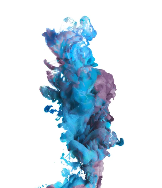 Blue and purple paint dropped in water — Stock Photo, Image