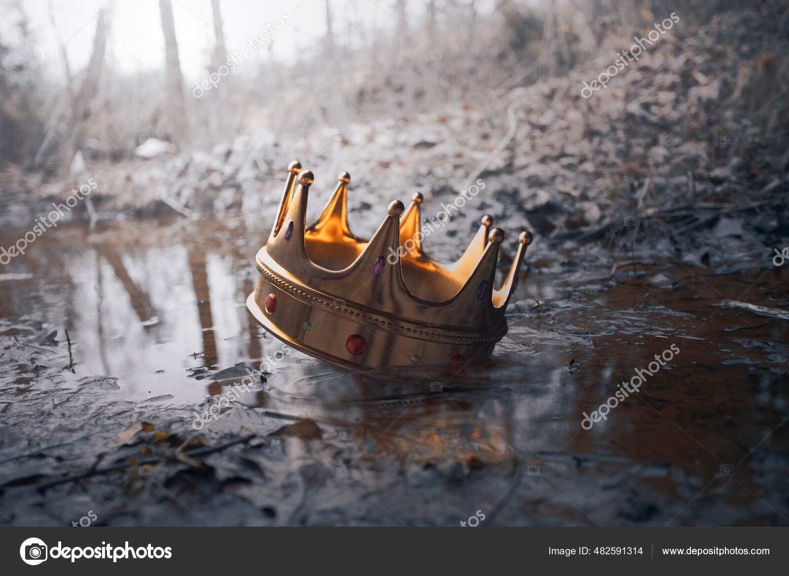 Crown Thrown Ground Rests Muddy Stream Stock Photo by ©kevron2002 482591314