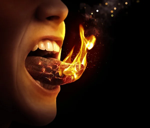 Tongue on fire — Stock Photo, Image