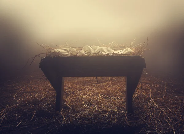 Manger at night under fog — Stock Photo, Image