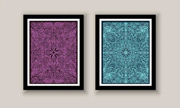 Doodle Mandala Art Frames Mockup Vector Illustration — 스톡 벡터