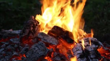 Ateş kömürden yapılma kazıkta yanıyor, yakın