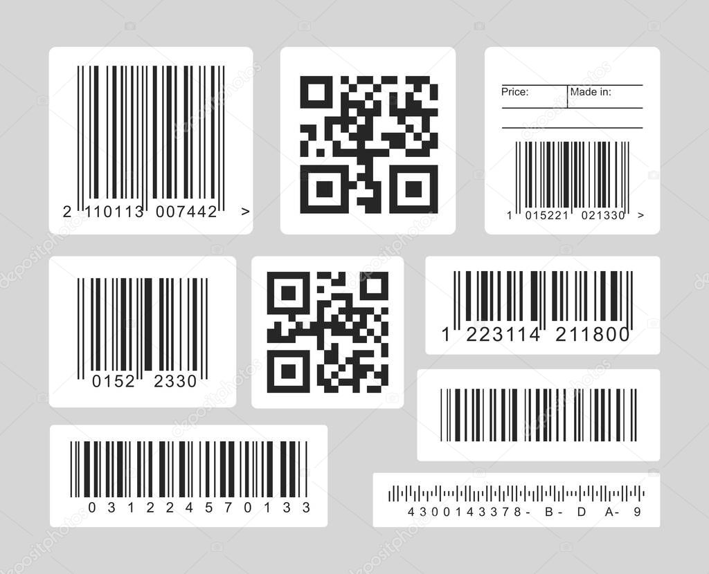 Barcode black and white vector illustrations set