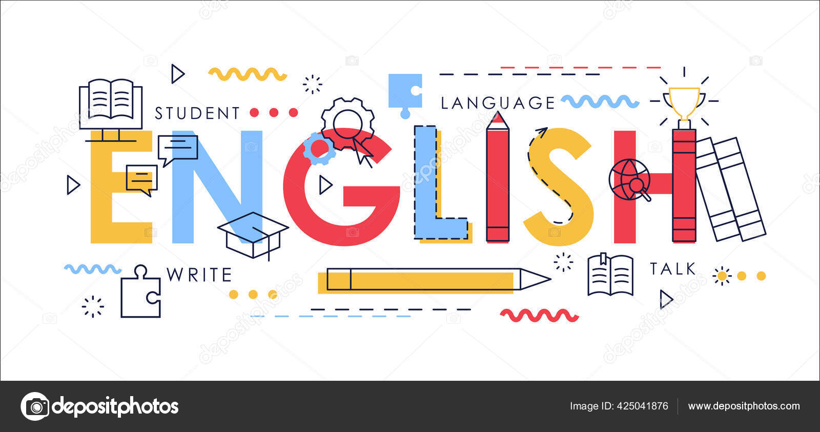 Immagini vettoriali stock di Academy english teacher | DepositPhotos, image size:1600x843