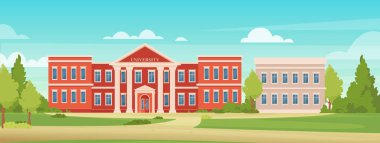 Üniversite kampüs binası cephesi veya öğrenciler için akademi