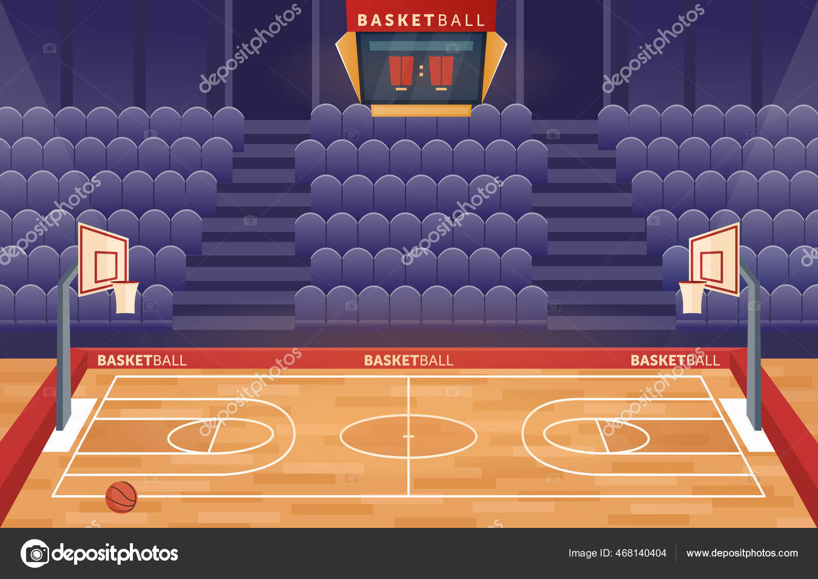 cartoon basketball court