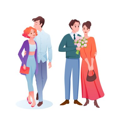 Birkaç kişi çıkıyor, genç kadın aşıklar el ele tutuşuyor, randevularda sarılıyorlar.