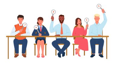 Yarışma hakimleri, insanlar komitesi imza kartı puanlarıyla, oy verin ve skor gösterin.