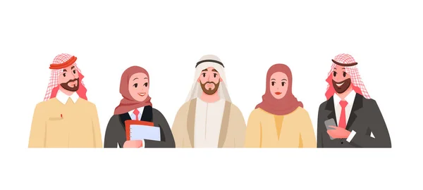 Arap iş adamları, Arap erkek ve kadın avatarları — Stok Vektör
