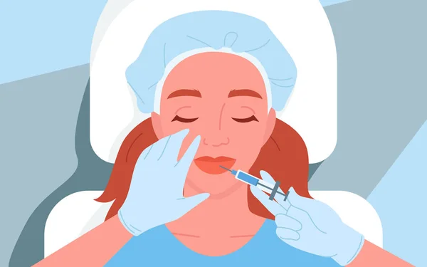Cosmetologia medicina cuidados com a pele, cosmetologista segurando agulha, procedimento de beleza dérmica — Vetor de Stock