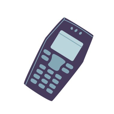 Klasik klavye cep telefonu retro teknoloji konsept vektör çizimi için beyaz arkaplan üzerinde izole