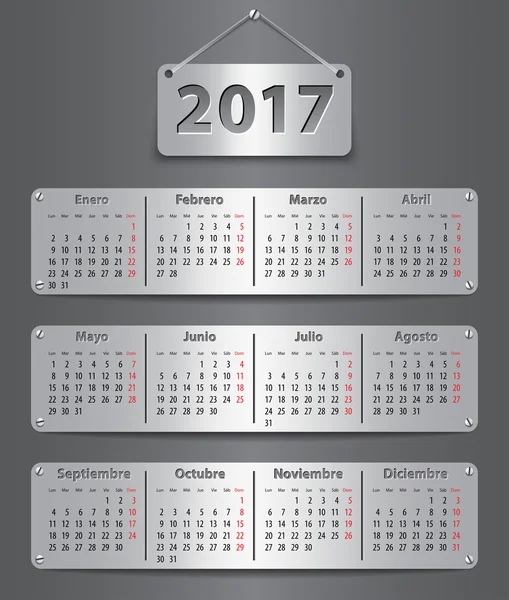 Calendario español 2017 — Vector de stock
