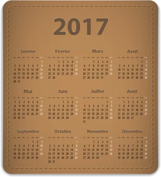 Calendário francês 2017 — Vetor de Stock