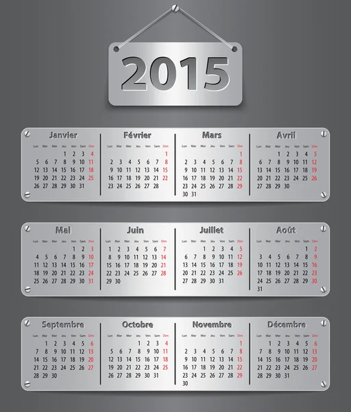 2015 Calendario francés — Archivo Imágenes Vectoriales