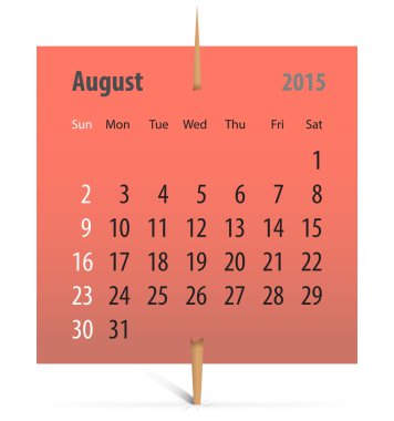 kalender voor augustus 2015