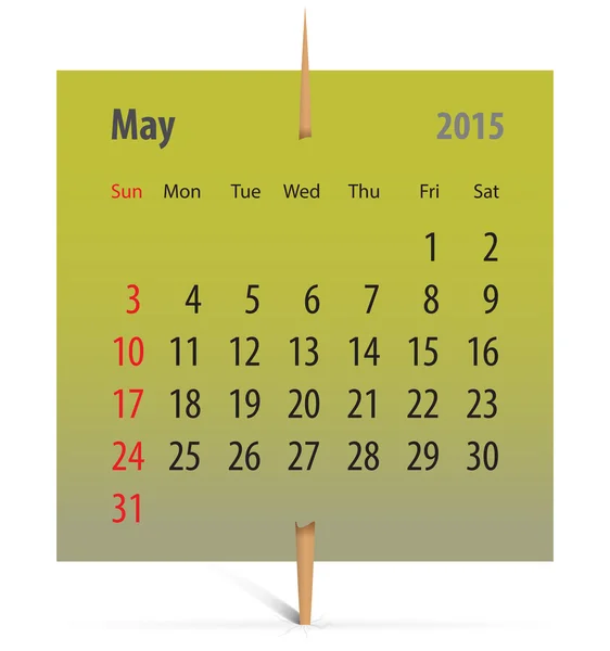 Kalender voor mei 2015 — Stockvector