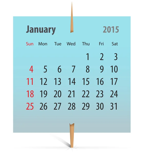 Calendario 2015 enero — Vector de stock
