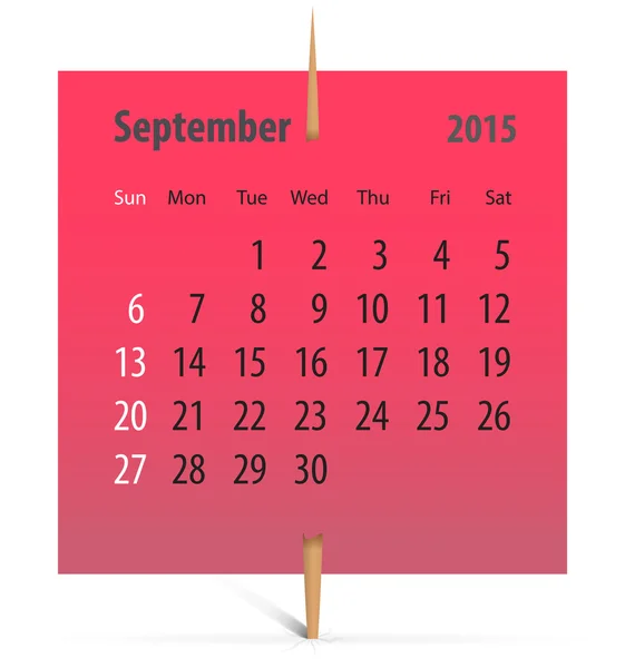 Calendar for September 2015 — Stock Vector