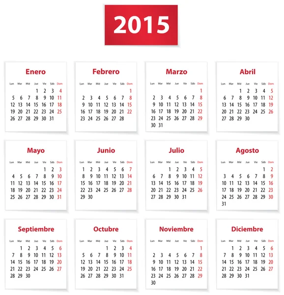 Calendário espanhol 2015 —  Vetores de Stock