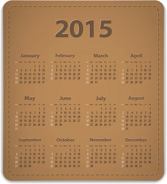 Calendario inglés 2015 — Archivo Imágenes Vectoriales