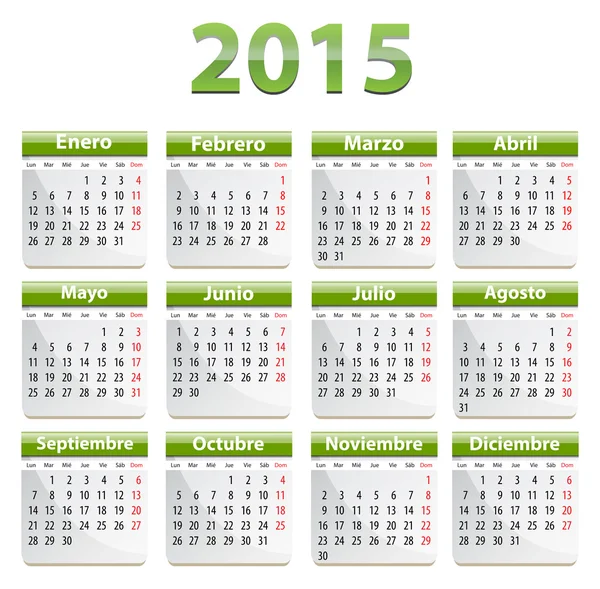 2015 Calendario español — Archivo Imágenes Vectoriales