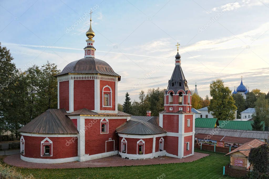 Overview Assumption (Uspenskaya) Church from Earthen Rampart on a beautiful Autumn day. SUZDAL, VLADIMIR REGION, RUSSIA