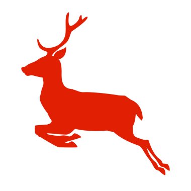 beyaz üzerinde çalışan veya zıplayan ren geyiği silueti simgesi izole