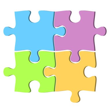 set of four jigsaw puzzle pieces clipart