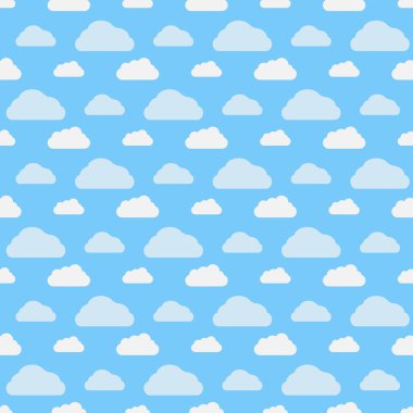 Mavi gökyüzü arka planında tüylü bulutların kusursuz deseni