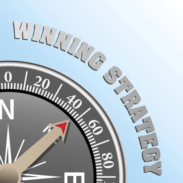 Estrategia ganadora y concepto de éxito empresarial con brújula — Vector de stock