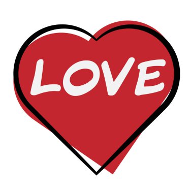 Içinde aşk yazılı kalp şekli simgesi